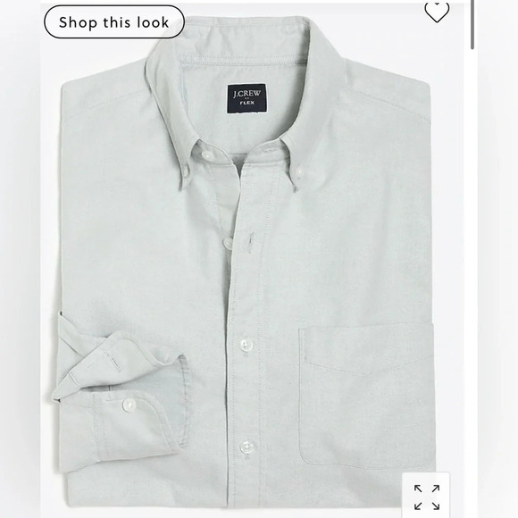 J crew NWOT
Slim 
Flex Oxford 
Size md 
Light grey 
Pit to pit 22”
Length 28.5” - Picture 2 of 9
